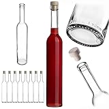 KADAX Leere Glasflaschen 500ml, 8 Stück, Schnapsflaschen mit Korken, Flaschen zum Befüllen von Likör, Wein und Schnaps, Likörflaschen aus Glas, Weinflaschen