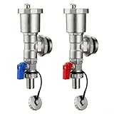 Entgoinggo Messing Heizverteiler Schaltkreisverteiler G1 DN25 Ablasshähne Automatischer Entlüfter Heizverteiler (rot + blau)