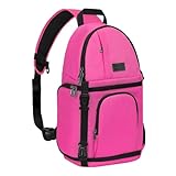 MOSISO Kamera Umhängetasche,DSLR/SLR/Spiegellos Kameratasche Stoßfeste Fotografie Kamerarucksack mit Stativhalter&Abnehmbar Modularen Einsätzen Kompatibel mit Canon/Nikon/Sony/Fuji,Helle Rose