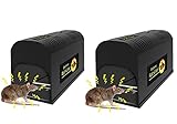 2X Elektronische Mausefalle, Mausefalle Effektive und Giftlose Professionelle Mäusebekämpfung, Hygienische & Humane Nagetiere zu Fangen für Garten Haus
