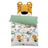 MUSOLEI Bettwäsche 135x200 Mädchen Tier Kinderbettwäsche Mikrofaser 3D Bettwäsche-Set Kinder Bettbezug mit 1 Kissenbezug 80x80cm Geschenk für Kinderzimmer Einzelbett, Löwe mit Ohren