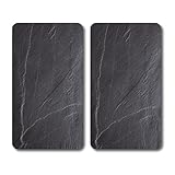 KESPER | Glasschneideplatte/Herdabeckplatte/Buffetplatte, Material: ESG-Sicherheitsglas, Maße: 50 x 28,5 cm, Stärke: 0,4 cm, Fußhöhe: 0,3 cm, Motivfolie: Schiefer Grau | 37523 13