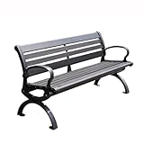 LJHFG63KUYT Terrassenmöbel Schwarze Retro-Aluminium-Freizeit-Mehrpersonen-Außenbank Parkbank 1,5/1,8 m für Außenbereiche(Groß)