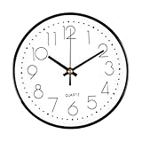 CIMOYBAI 20cm Rund Quartz Wanduhr Ohne Tickgeräusche, 8 Zoll Modern Leise Geeignet für Büro, Wohnzimmer, Küche, Schule, Kinderzimmer (Weiß)