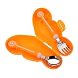 BESTYASH Kinderbesteck Set mit Aufbewahrungsbox Bpa Frei Rutschfeste Griffe Ergonomisch für Kleinkinder Robustes Löffel und Set mit Buntem Schmetterlings Etui für Unterwegs