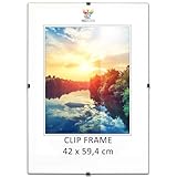 MG Design Cliprahmen A2 42 x 59,4 cm – rahmenloser Bilderrahmen mit Acrylglas & HDF Rückwand – für Fotos, Poster & Puzzle, vertikal & horizontal