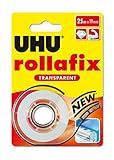 UHU rollafix Klebefilm, Transparentes Klebeband mit passendem Abroller, 19mm x 25 m