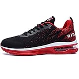 M MAGPER Air Laufschuhe Herren Sportschuhe mit Dämpfung Turnschuhe Leicht Atmungsaktiv Tennis Jogging Walking Sneakers - Schwarz Rot - 43EU