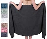 Betz Badetuch XXL 100x200 cm – 1 Stück – Saunatuch & Strandtuch aus 100% Baumwolle, 360 g/m² – saugstark & weich – großes Handtuch mit Aufhänger – Serie Berlin – Farbe Graphit
