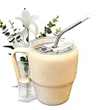 Yaztauho für Eiskaffee - Milchshake Becher mit Buchstabenaufdruck | Heiß Kalt Auslaufsicherer Strohhalm Becher Mit Griff,Restaurant Küche