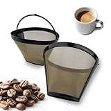 VELLUSTRA 2 PCS Kaffeefilter aus Edelstahl Für 8-12 Tassen Kaffee, Filtergröße 4, Mit Edelstahlgewebe, Kaffee Filter Mesh Korb Waschbar Kaffeefilter Wiederverwendbar Dauerkaffeefilter (Schwarz)