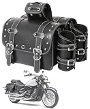 QJBOMTO Motorrad-Satteltaschen aus hochdichtem Leder,Gepäckträger-Seitentaschen mit Getränkehalter, wasserdicht, seitliche Werkzeugtasche, Aufbewahrungstasche für Motorrad, universell,1Paar,M,schwarz