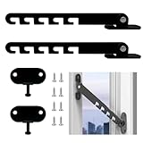 Fensterfeststeller Set,2 Stück Fensterstopper,Kippfenster Feststeller Metall,Zuschlagschutz Fensterriegel Kippfensterschutz mit Schrauben,Fenster Kipp Regler,zum Einstellen Der Fensteröffnung(schwarz)