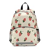 Kinder-Rucksack, cremefarben, Erdbeeren in Rot, Kindergarten-Schultasche für Kleinkinder, Mädchen, Jungen