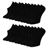Blu Ninfee Sneaker Socken Damen Füsslinge Herren 10 Paar, Unisex Füßlinge mit Rutschfest Silikon, Unsichtbare Sneakersocken, Atmungsaktive Kurzsocken No Show Socken Schwarz 39-42