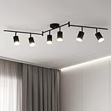 Leselux LED Deckenstrahler 6 Flammig, Modern Deckenleuchte Strahler Schwarz, Deckenlampe Spots Schwenkbar, Metall Spotbalken Deckenspot GU10 für Wohnzimmer Schlafzimmer Küche (Ohne Leuchtmittel)