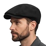 CJAPGJW Schiebermütze Herren, Schirmmütze Herren, Leichte Atmungsaktive Mütze Für Freizeit Und Reisen, Verstellbare Größe 54-58 cm, Schwarz