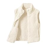 Kinder Fleece Weste Stehkragen Ärmellose Teddy Weste Einfarbig Kurz Plüschweste mit Reißverschluss Winterjacke Warme Fleecebekleidung Unisex