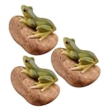 Yardenfun 3 Stück Teiliges Resin Frosch Gartenfiguren Lebensechte Deko für Mikro landschaften Wetterfest rutschfest Natürliche Optik für Garten Terrasse Innenbereich