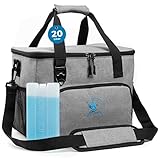 Obics kleine Kühltasche faltbar 20l Kühlbox klein grau mit Kühlakku Lunchbox – Camping Gadget – Einkaufstasche – kleine Kühltaschen für unterwegs mit Flaschenöffner – Getränkekühler - Picknickkorb