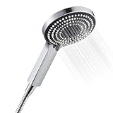 OFFO Duschkopf mit Schlauch 1,6m, Duschbrause mit Schlauch mit Verdrehschutz, Duschkopf Groß mit 6 Strahlarten, Duschkopf Wassersparend, Duschschlauch mit Duschkopf für Baden, Chrom