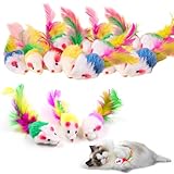 20er-Pack Katzenspielzeug,Katzenspielzeug Maus, Spielmaus für Katzen, Maus-Katzenspielzeug, Haustierspielzeug mit Federschwanz, Lustige Spiele für Katzen