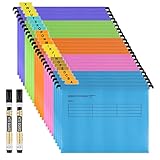BOENFU A4 Hängemappen, 24 Stück, Polypropylen für Hängemappen, A4, Aktenschränke mit Registern, Karteneinsätzen und löschbarem Stift für Schule, Arbeit, Büro, Organisation (24 Stück）