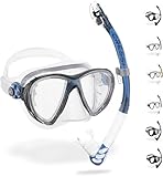 Cressi Big Eyes Evo Alpha Ultra Dry Schnorchelset Schnorcheln Set mit Schnorchel und Taucherbrille wasserdichte Tauchmaske Anti-Fog Anti-Leck aus Gehärtetem Glas Premium Dry Schnorchel für Erwachsene