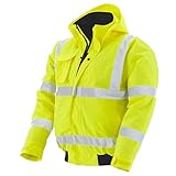 pka Warnschutz Pilotenjacke für die Arbeit - Wasserdichte & Winddichte Arbeitsjacke in Gelb Größe L