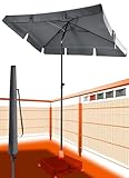 Menz Sonnenschirm Balkon inkl. Sonnenschirmhülle - UPF 50+ Sonnenschirm rechteckig für Sonnenschutz auf Balkon und Terrasse, 200 x 125 cm Balkonschirm rechteckig stabil, mit Knickfunktion, Anthrazit