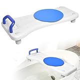 Suusolny Badewannensitz Senioren Badewannenbrett zum Sitzen Verstellbar 41-63cm Sitzbrett Wannenbrett Badewanne Brett Seifenablage & ergonomischer Griff 150KG - Blau Griff + Drehscheibe