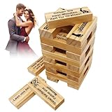 DAJASD 48 Stück Holz Block Tower Spiel, Lust Tower Blocks, Deutsches Turm Stapelspiel für Erwachsene Spiel Zum Valentinstag Paarspiele for Erwachsene