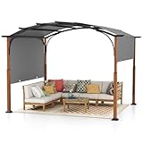 COSTWAY Pergola mit ausziehbarem Dach, 3,6x3m Pavillon wasserdicht stabil Winterfest, Gartenpavillon mit robusten Metallsäulen für Terrasse, Garten, Deck, Grau