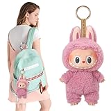 Taufe Labubu Plush Keychain,22 cm Labubu Plüsch Schlüsselanhänger,Labubu Keychain,Labubu Kuscheltier,Labubu Plush Doll Keychai,Labubu Plüschtier Keychai,Perfekt für Schulranzen Dekoration(Rosa)