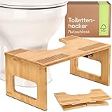 Praknu Klappbarer Toilettenhocker aus FSC® Bambus-Holz – 𝗥𝘂𝘁𝘀𝗰𝗵𝗳𝗲𝘀𝘁𝗲𝗿 WC-Hocker für Erwachsene - Ergonomischer Klohocker fürs Badezimmer