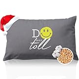 HERBALIND Kirschkernkissen DU BIST TOLL mit Smiley – Wärmekissen für Mikrowelle Motivierendes Wohlfühlgeschenk in modernem Grün für sie und ihn - Ideal für Kinder, Teenager, Freunde - Grau 30x20 cm