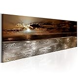 decomonkey Bilder Abstrakt 150x50 cm 1 Teilig Leinwandbilder Bild auf Leinwand Vlies Wandbild Kunstdruck Wanddeko Wand Wohnzimmer Wanddekoration Deko Abstrakt Meer Sonne braun