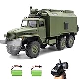Mostop RC Militär LKW Volle Funktion 6WD Off-Road Fahrzeug. Ferngesteuerter Armee-Buggy mit realistischem Sound & 2 Akku für All Terrain Autos Kinderspielzeug