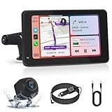 Carplay Display 7 Zoll Navigationsgeräte für Auto mit Rückfahrkamera, Android Auto Display IPS Touch Screeen mit Carplay Navigation, 7' Apple Carplay Unterstützt Airplay/Mirror Link, FM, AUX