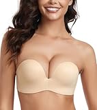 Lemorosy Damen Push Up Trägerloser BH Komfort Bügellos Flügeldesign(Beige,80A)