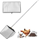 Hühnerkotschaufel, 140,7 cm ausziehbarer Edelstahl-Stallreiniger, 2-in-1 Streuschaufel mit Haken