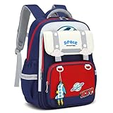 Tanou Schulranzen Jungen, Ergonomisch Rucksack Schule Kinder 1. bis 3. Klasse, Wasserabweisend Schulrucksack Grundschule mit Reflektierend für Junge, 20 Liter, Rot