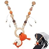 LUPATDY Kinderwagenkette aus Holz und Silikon Kinderwagenspielzeug Mädchen Fuch