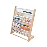 Kinder-Bücherregal aus Holz, 6 Etagen, Weiß