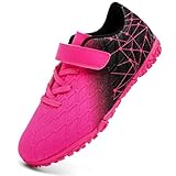 PiDaGlobal Kinder Fußballschuhe Jungen Mädchen Hallenschuhe Kunstrasen Kickschuhe Futsal Schuhe Fussballschuhe Indoor Outdoor Athletics Professionelle Trainingsschuhe 33EU Rosa
