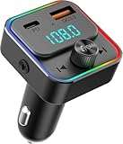 TELESTAR FM-T2 – FM-Transmitter (Bluetooth 5.3, Freisprechfunktion, 1 × USB-A (18 W), 1 × USB-C (30 W), LED-Ambientebeleuchtung) – Schwarz