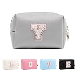 Anntry Make-up-Taschen,personalisierte Initialen-Taschen mit Reißverschluss, wasserdichte Kosmetiktasche aus PU-Leder, Geburtstagsgeschenk für Tochter, Adrette Dinge für Teenager-Mädchen (A-Z)