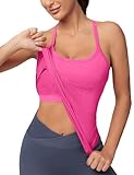MathCat Workout-Tanktops für Frauen mit integriertem BH, ärmelloses Fitness-Top, nahtlos, Racerback, athletisches Yoga-Shirt, Pfirsichrosa (Peach Pink), X-Klein