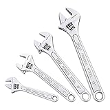 Amazon Basics 4-teiliges Rollgabelschlüssel-Set, verchromt, mit Messskala in Zoll und mm, mit: 6 Zoll (150 mm), 8 Zoll (200 mm), 10 Zoll (250 mm), 12 Zoll (300 mm)