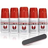 Sularpek 5 Stück 5g Nagelkleber, Nagelkleber Schnell Trocknender, Extra Stark Sekundenkleber für Kunstnägel, Falsch Nagel Klebstoff für Stock oder Reparatur Künstliche Nägel